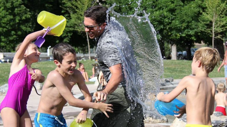 children playing in summer