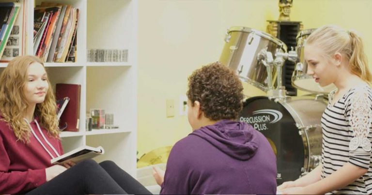 students talking